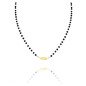 Necklace 'Feather' with Black Pearls, Gold Plated with 14k Gold